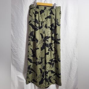 Nordstrom Olive and Black Leaf Flare Pants, Size Medium (30)